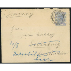 CN0064 Hong Kong 1908 QV 10c psotal envelope to Germany Fine.