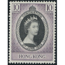 CN0078  Hong Kong 1953 Coronation 10c fresh UM OG