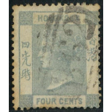 CN0084 Hong Kong 1863 QV 4c Greenish grey scarce shade fine used.