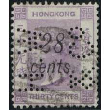 CN0106 Hong Kong 1876 28c/30c HW&Co firm perfin VF