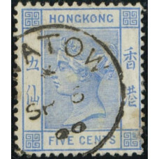 CN0153 Hong kong 1882 QV 5c SWATOW index Star small 00 cds.VF.