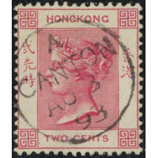 CN0181 Hong Kong 1882 QV 2c CA WMK CANTON straight line cds.VF