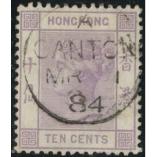 CN0182 Hong Kong 1882 QV 10c CA WMK CANTON straight line cds.VF.